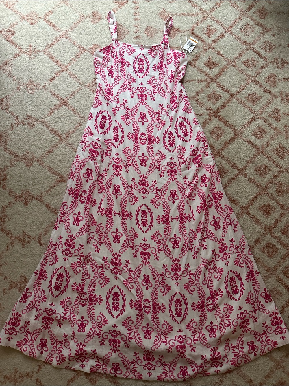 MSK White and Pink Midi Dress